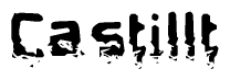   This nametag says Castillt, and has a static looking effect at the bottom of the words. The words are in a stylized font. 