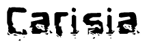 The image contains the word Carisia in a stylized font with a static looking effect at the bottom of the words