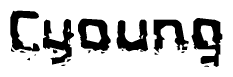 The image contains the word Cyoung in a stylized font with a static looking effect at the bottom of the words