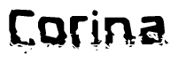 The image contains the word Corina in a stylized font with a static looking effect at the bottom of the words