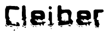 The image contains the word Cleiber in a stylized font with a static looking effect at the bottom of the words