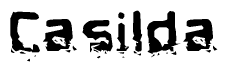 The image contains the word Casilda in a stylized font with a static looking effect at the bottom of the words