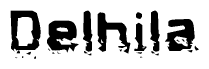 The image contains the word Delhila in a stylized font with a static looking effect at the bottom of the words