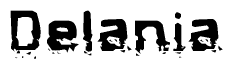 The image contains the word Delania in a stylized font with a static looking effect at the bottom of the words
