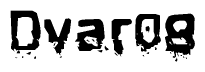 The image contains the word Dvar08 in a stylized font with a static looking effect at the bottom of the words