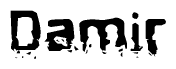 The image contains the word Damir in a stylized font with a static looking effect at the bottom of the words