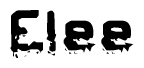 This nametag says Elee, and has a static looking effect at the bottom of the words. The words are in a stylized font.
