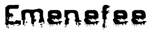 The image contains the word Emenefee in a stylized font with a static looking effect at the bottom of the words