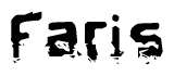 The image contains the word Faris in a stylized font with a static looking effect at the bottom of the words