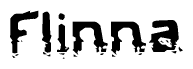 The image contains the word Flinna in a stylized font with a static looking effect at the bottom of the words