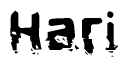 This nametag says Hari, and has a static looking effect at the bottom of the words. The words are in a stylized font.