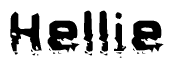 The image contains the word Hellie in a stylized font with a static looking effect at the bottom of the words