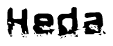 The image contains the word Heda in a stylized font with a static looking effect at the bottom of the words