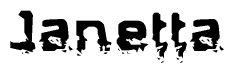 The image contains the word Janetta in a stylized font with a static looking effect at the bottom of the words