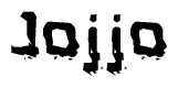 The image contains the word Jojjo in a stylized font with a static looking effect at the bottom of the words