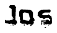 This nametag says Jos, and has a static looking effect at the bottom of the words. The words are in a stylized font.