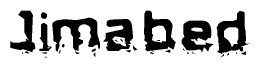 The image contains the word Jimabed in a stylized font with a static looking effect at the bottom of the words
