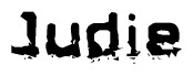 The image contains the word Judie in a stylized font with a static looking effect at the bottom of the words