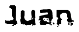 The image contains the word Juan in a stylized font with a static looking effect at the bottom of the words