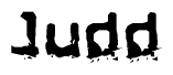 The image contains the word Judd in a stylized font with a static looking effect at the bottom of the words