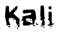 This nametag says Kali, and has a static looking effect at the bottom of the words. The words are in a stylized font.