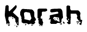 The image contains the word Korah in a stylized font with a static looking effect at the bottom of the words