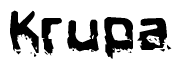 The image contains the word Krupa in a stylized font with a static looking effect at the bottom of the words