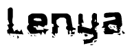 The image contains the word Lenya in a stylized font with a static looking effect at the bottom of the words