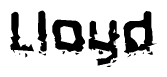 The image contains the word Lloyd in a stylized font with a static looking effect at the bottom of the words