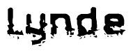The image contains the word Lynde in a stylized font with a static looking effect at the bottom of the words