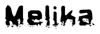 The image contains the word Melika in a stylized font with a static looking effect at the bottom of the words
