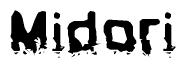 The image contains the word Midori in a stylized font with a static looking effect at the bottom of the words