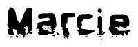 The image contains the word Marcie in a stylized font with a static looking effect at the bottom of the words