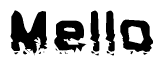 The image contains the word Mello in a stylized font with a static looking effect at the bottom of the words