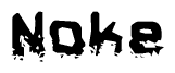 The image contains the word Noke in a stylized font with a static looking effect at the bottom of the words