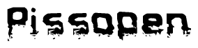 The image contains the word Pissopen in a stylized font with a static looking effect at the bottom of the words
