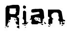 The image contains the word Rian in a stylized font with a static looking effect at the bottom of the words