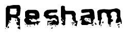 The image contains the word Resham in a stylized font with a static looking effect at the bottom of the words