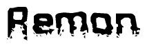 The image contains the word Remon in a stylized font with a static looking effect at the bottom of the words