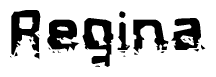 The image contains the word Regina in a stylized font with a static looking effect at the bottom of the words