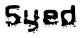 The image contains the word Syed in a stylized font with a static looking effect at the bottom of the words