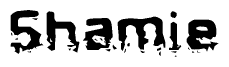 The image contains the word Shamie in a stylized font with a static looking effect at the bottom of the words