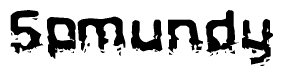 The image contains the word Spmundy in a stylized font with a static looking effect at the bottom of the words