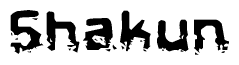   The image contains the word Shakun in a stylized font with a static looking effect at the bottom of the words 