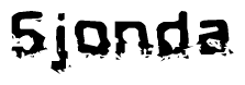   The image contains the word Sjonda in a stylized font with a static looking effect at the bottom of the words 