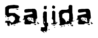 The image contains the word Sajida in a stylized font with a static looking effect at the bottom of the words