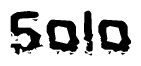 The image contains the word Solo in a stylized font with a static looking effect at the bottom of the words