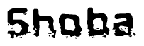The image contains the word Shoba in a stylized font with a static looking effect at the bottom of the words