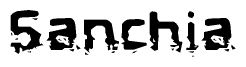 The image contains the word Sanchia in a stylized font with a static looking effect at the bottom of the words