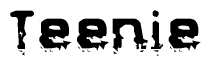 The image contains the word Teenie in a stylized font with a static looking effect at the bottom of the words